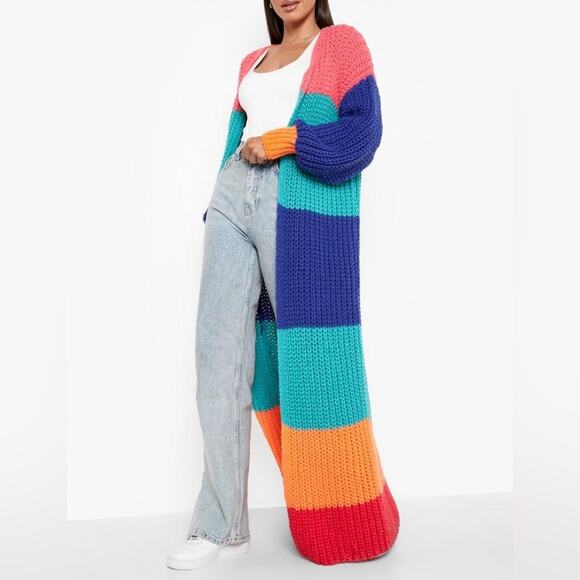 Boohoo Colorful Women's Long Cardigan Sweater - Picture 2 of 15